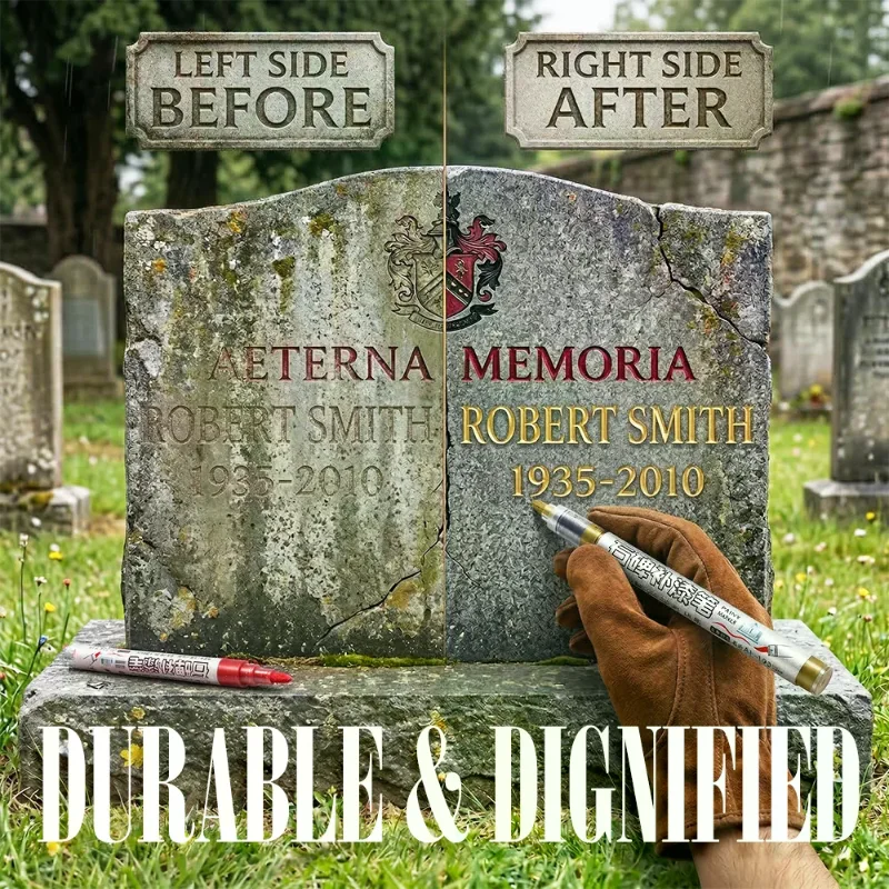 

Grave Marker Pen For Tombstone Granite Surface Golden Ink Fast Drying Fade Resistant For Cemetery Letter Restoration
