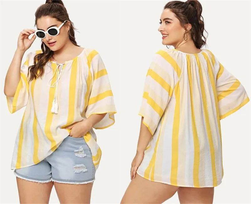 夏の女性用カジュアルブラウス XL5XL プラスサイズ Tシャツ トップス 快適で通気性のあるファッション プラスサイズの女性向け