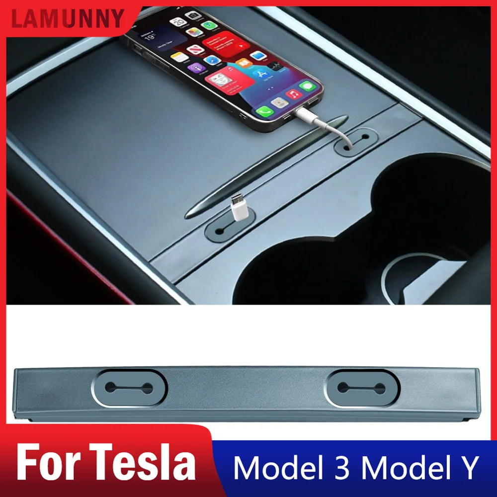 

Console USB Cable Organizer for Tesla Model Y Model 3 2021-2023 Accessories Center Console USB Hub Charging Cable Station