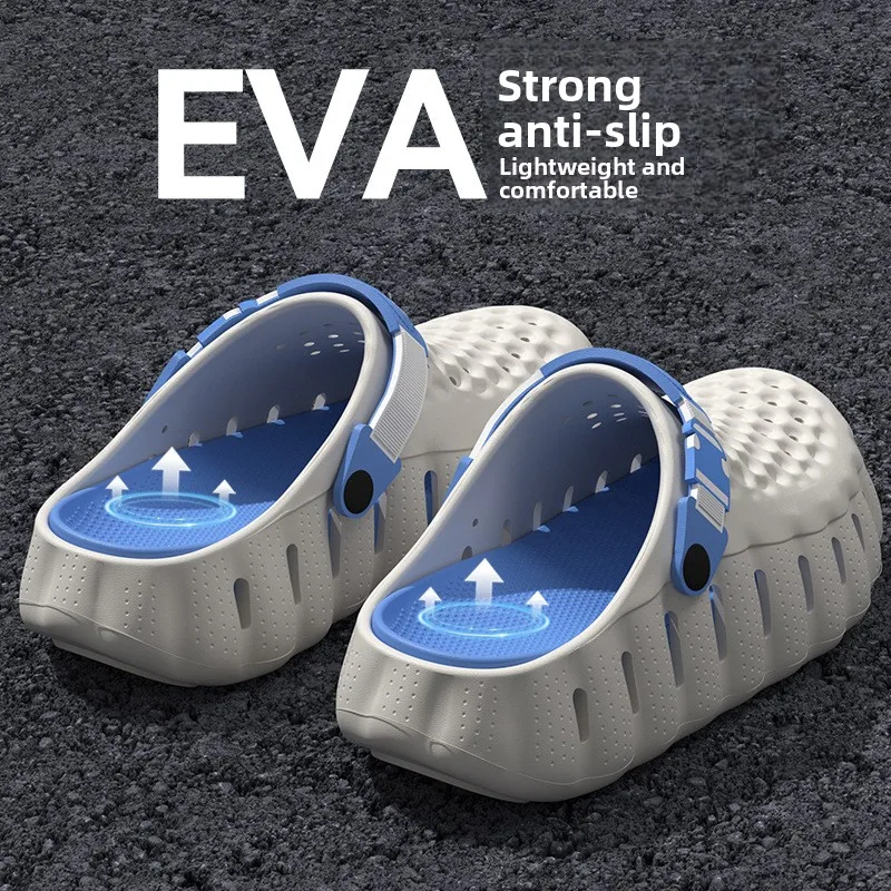 2026 New Thick Soled Hole Shoes for Men's Summer EVA Material Anti Slip and Wear Resistant Indoor and Outdoor Sandals