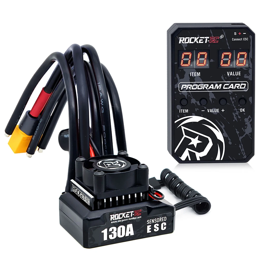 ROCKET-RC 130A Sensored Brushless ESC 6V/5A BEC mit Lüfter für 1/10 RC Car 380/390/540 Motor – Detail 3