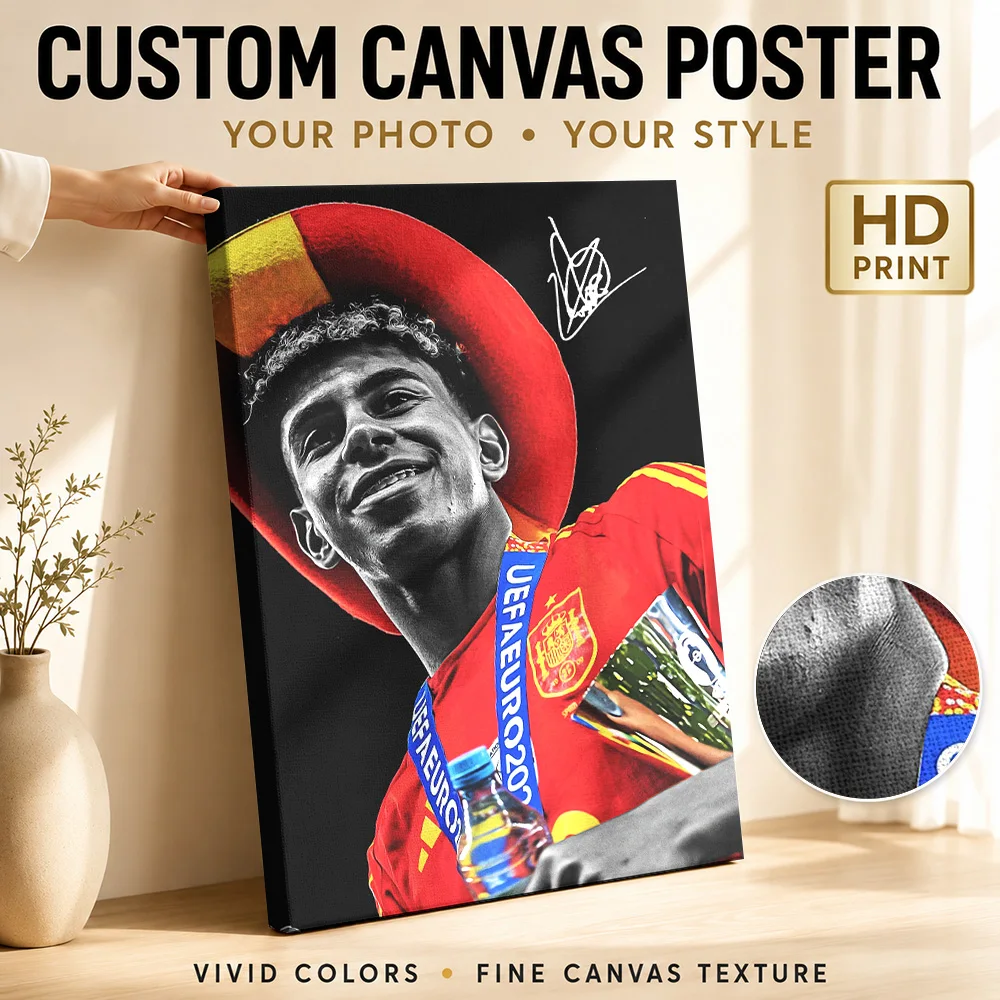 Soccer Player Heading Ball Canvas Painting Poster Digital Style Wall Decor With Customized Photo For Home Gym Ideal Coach Gift