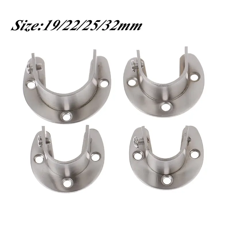 19/22/25/32mm Wardrobe Bracket Stainless Steel Rod Socket Flange Rod Holder Shower Curtain Rod Mount Holder Tension Retainer