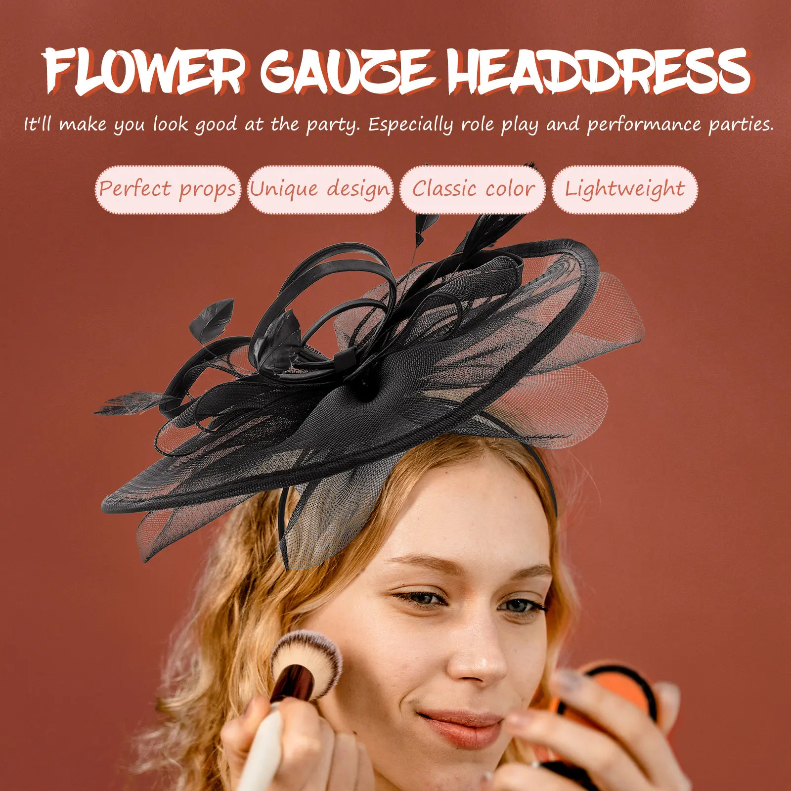 

Elegant Mesh Veil Headband with Quill Accents Bridal Fascinator Hat for Wedding Banquet Tea Party Festival Role