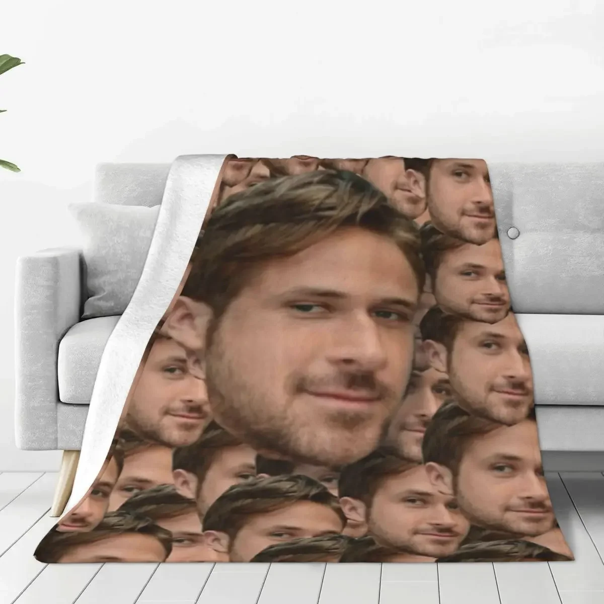 Ryan Gosling Head Collage Blanket Fleece Printed Multifunction Warm Throw Blanket for Home Car Bedspread