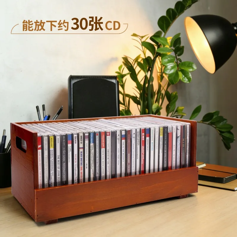 Solid Wood CD Album Display Rack, Desktop Disc Storage Cabinet, Organizer Stand for Music Disc, CD Collection Home Display