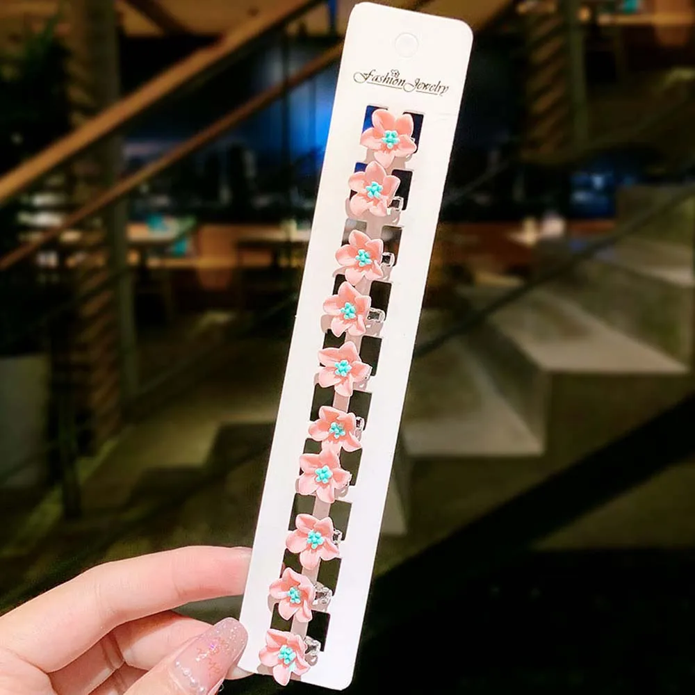 

10 шт./компл., милый держатель для прически, аксессуары для волос, маленькие заколки в корейском стиле, мягкая керамика, когти для волос, заколки для волос с цветами