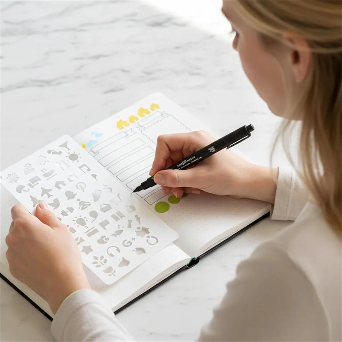 2026 NEW 12 Pack Journal Stencils,Planner Stencils for Journaling Notebook Scrapbooking Journals Book DIY Drawing Greeting Cards
