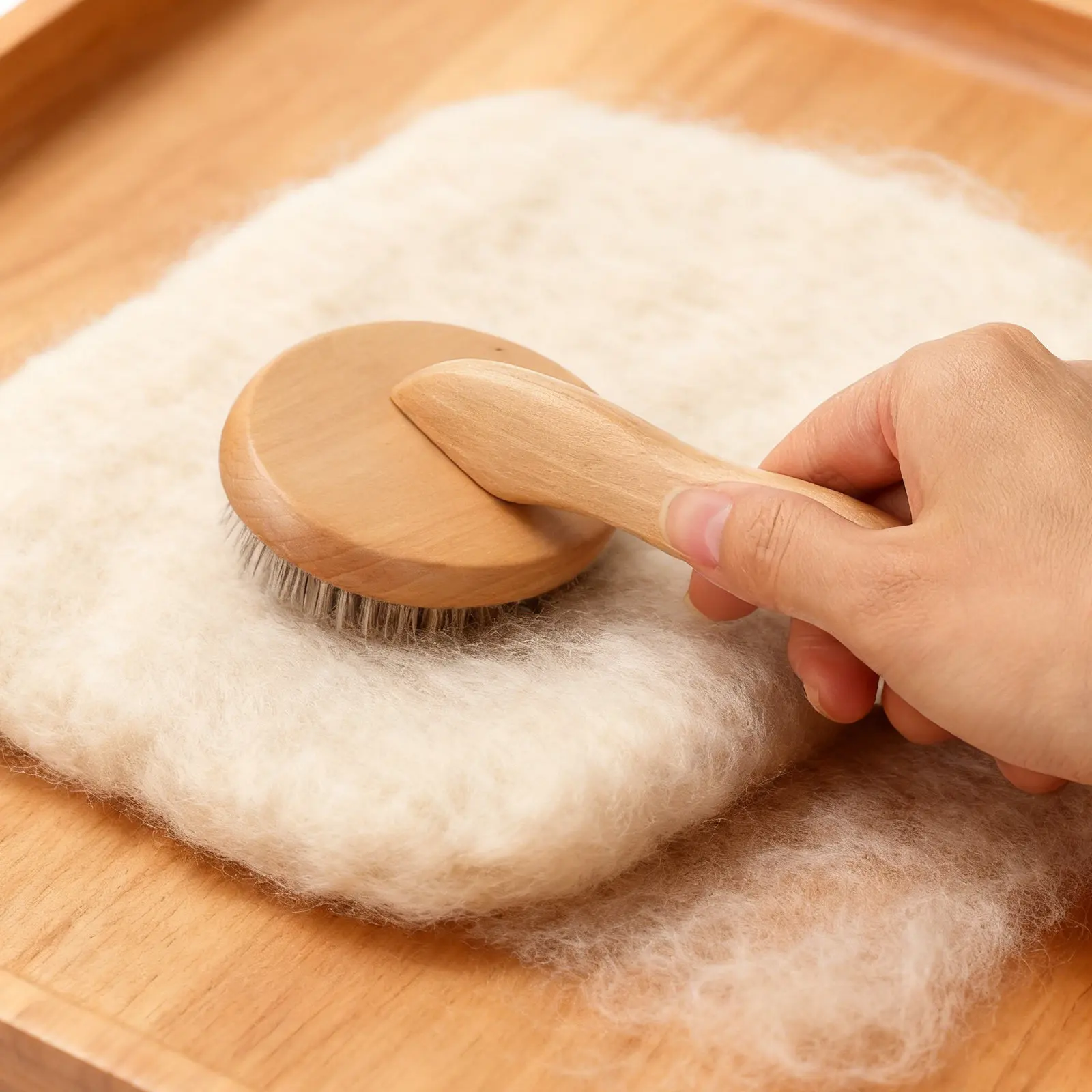 Wool Brush for Felting Needle Felting Tool Hand Carder Wooden Handle Sheep Wool Detangling Comb Craft Felt Project Spinning Home