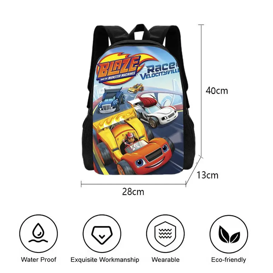 Blaze and the Monster Machines Lunch Bags ,Cartoon School Bags for Boys Girls,Anime Game Prints Child Cooler Bags for School