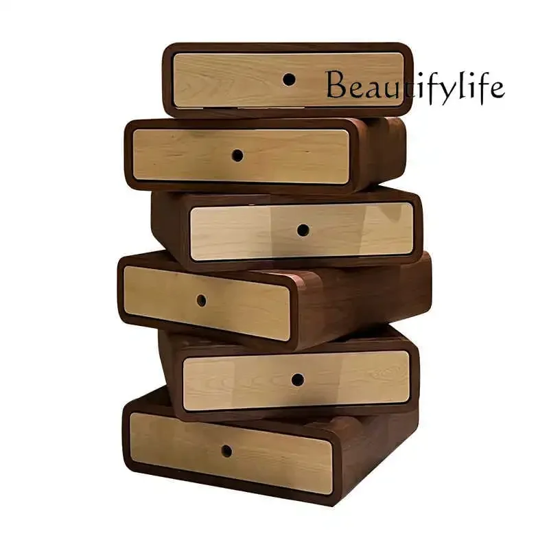 DL Italian minimalist solid wood 6 chest cabinet bedroom rotatable chest of drawers designer 3 drawer bedside table P