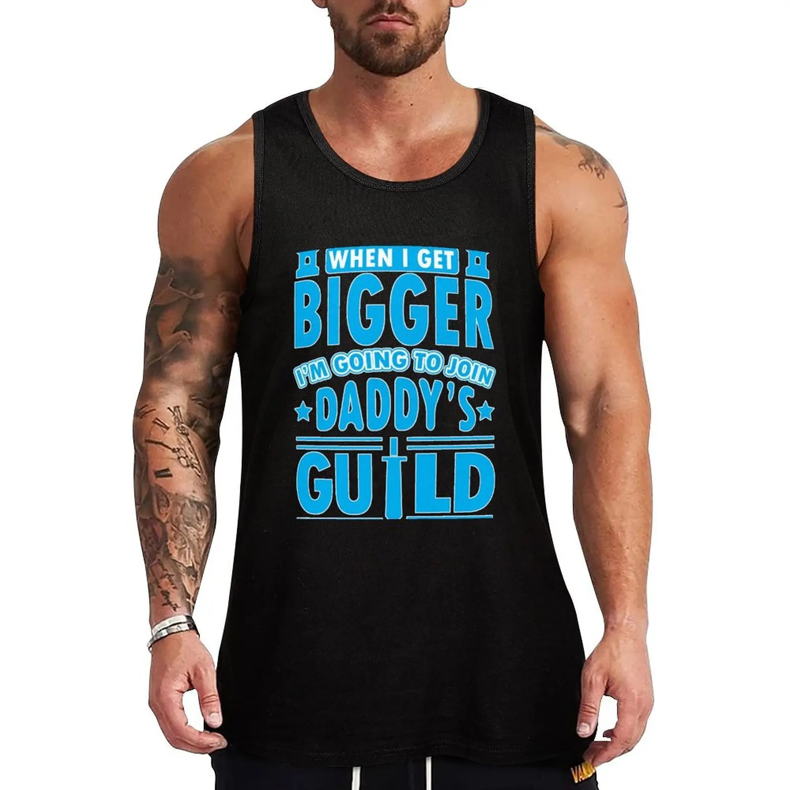 

When I get bigger I'm going to join daddy's guild Tank Top men clothes Vest male gym for men Body man