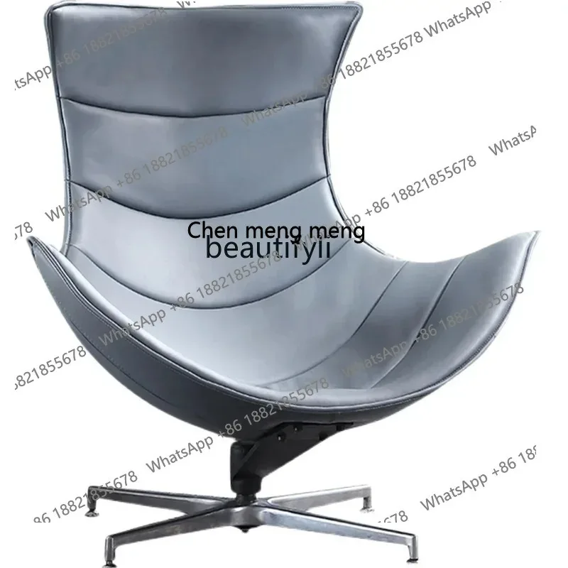 

New Light Luxury Italian minimalist leather sofa chair designer lazy single casual rotating lobster chair