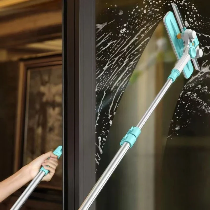 High Rise Window Cleaner U-shaped Glass Scraper Retractable High-altitude Double-sided Glass Cleaning Tool