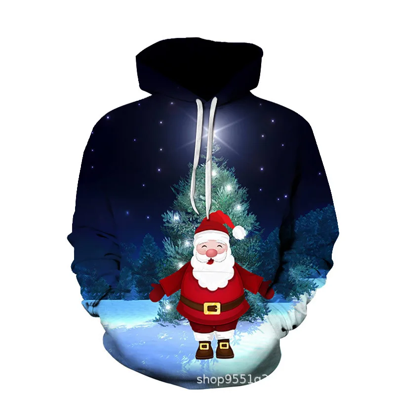 Winter 2024 Santa Claus 3D Digital Printing Unisex Hooded Sweatshirt Hooded Sweatshirt Women\'s Y2K Clothing Unisex Sweatshirt