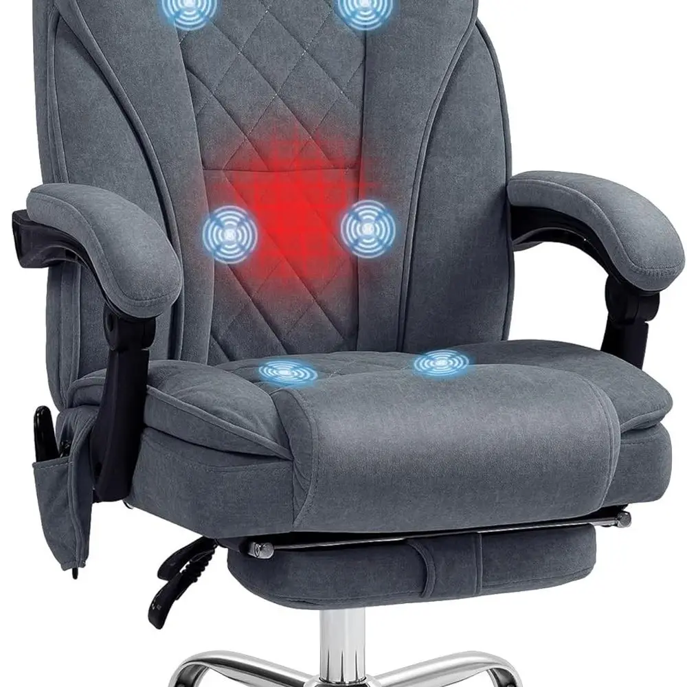 

Массажное кресло Executive с подставкой для ног, вибрацией, подогревом, регулируемой высотой, поворотом, темно-серого цвета