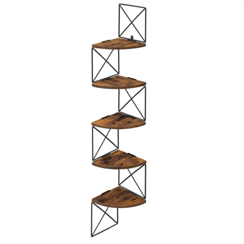 5 Tier Corner Shelf Wall Mount Zig Zag Storage Rack Rustic Wood Floating Shelves Wall Shelves for home storage