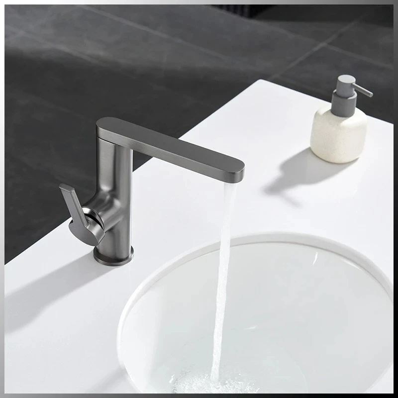 

Gun Metal Grey Brass 360° Swivel Spout Basin Faucet Single Hole Hot & Cold Mixer Premium Quality Bathroom Vanity Tap
