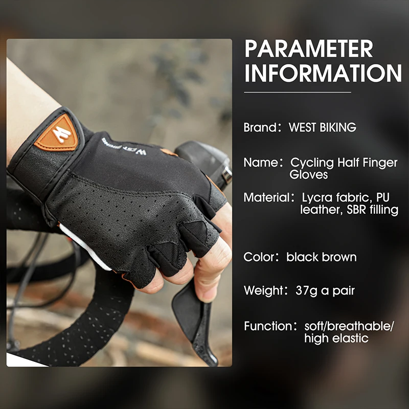 WEST BIKING-Gants de cyclisme demi-doigt pour hommes et femmes, équipement de vélo de route respirant, résistant aux chocs