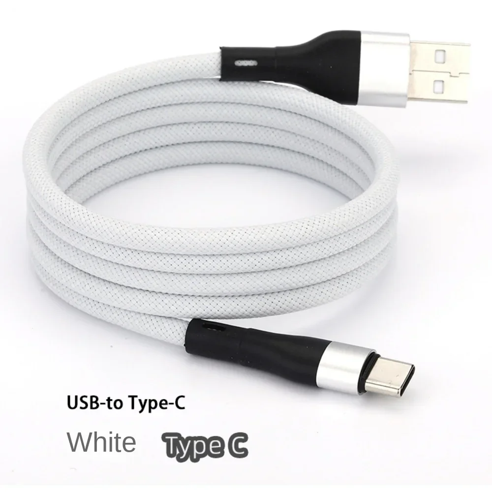 For Samsung S22 Xiaomi Huawei Phone USB C Cord Magnetic Type C Suction Retractable Fast Charging Data Cable Easy Storage