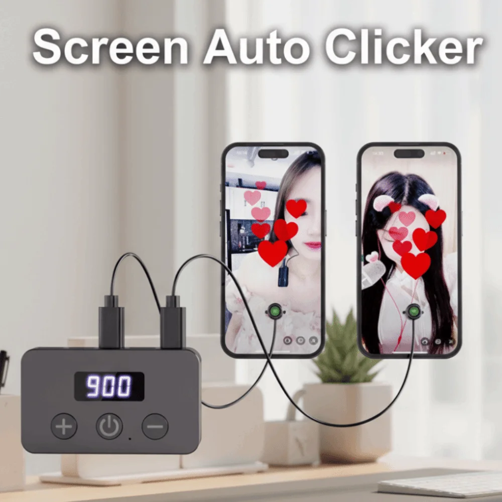 Multiple Clickheads Screen Auto Clicker Rechargeable Continuous Auto Clicker Device Portable Adjustable Auto Like Tap Device