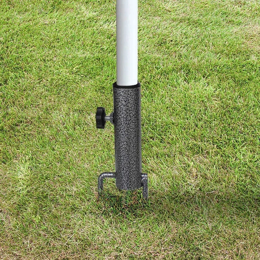 Patio Umbrella Steel Anchor Beach Umbrella Heavy Duty Metal Ground Grass Auger Holder Stands with Two Forks  for Use in  Black