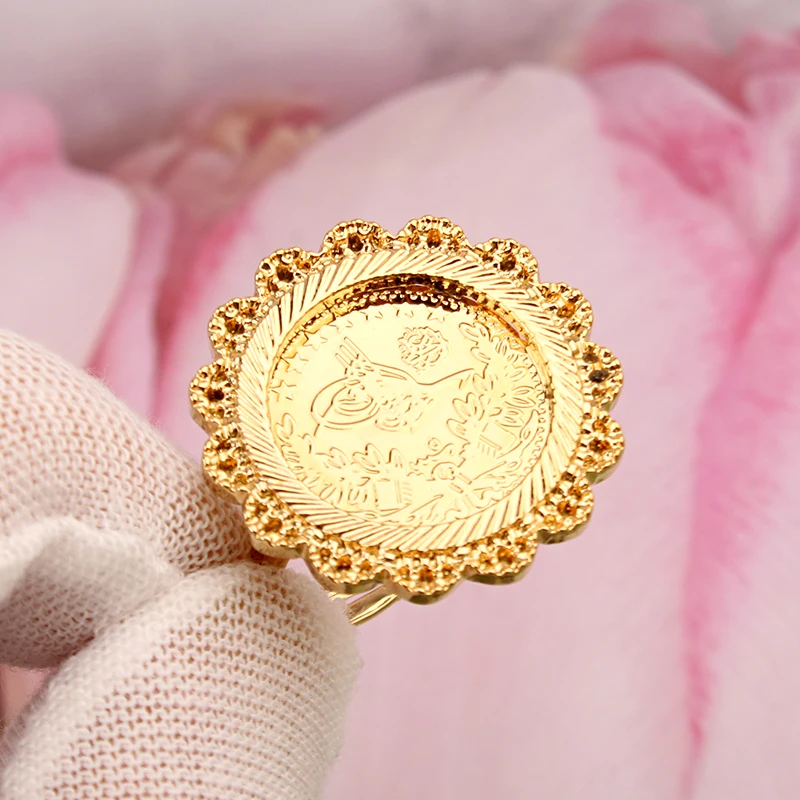 Vintage arabische Münz schmuck ringe für Paar verstellbare Größe vergoldet Nahost Mädchen Modeartikel türkische Eheringe