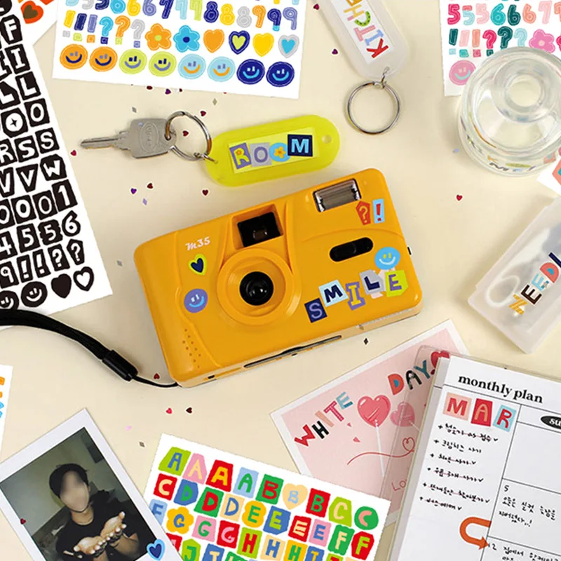 10pcs/Set Colorful Alphabet & Number Sticker For Diy Scrapbook Decoration, Water-Resistant With No Trace