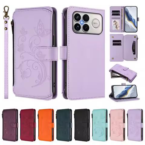 Faux Leather Flip Phone Case on For Xiaomi Poco F8 Pro F8 Ultra F7 F7 Pro F7 Ultra F6 F6 Pro F5 Pro F3 Zipper Wallet Card Cover
