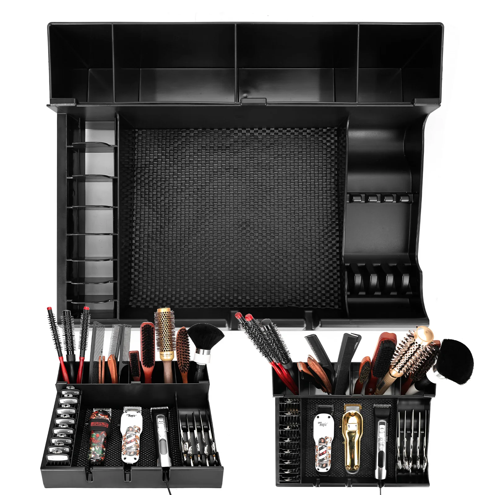 Multifunctional Barber Tool Storage Organizer, Desktop Hair Clipper Combs Scissors Holder Rack For Salon