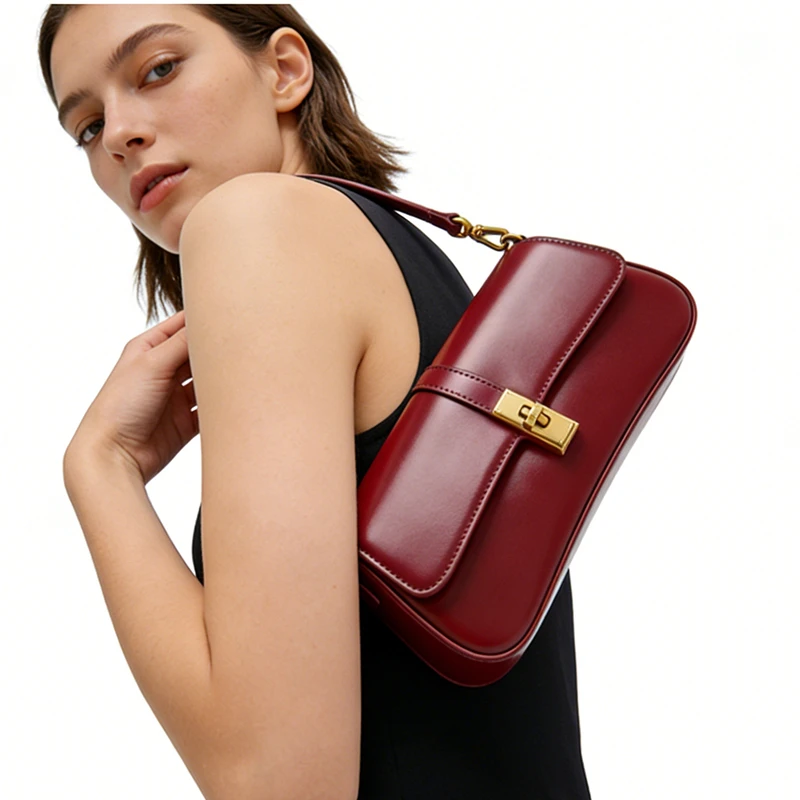 

Burminsa Retro Women's Genuine Leather Underarm Shoulder Bags Adjustable Strap Crossbody Bag For Party Work 2026 Luxury Handbags