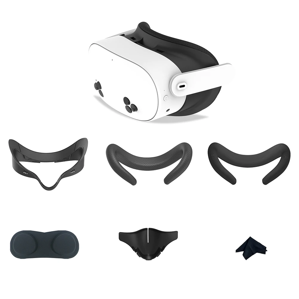 Máscara de Ojos de cuero PU para lentes de Meta Quest 3S, transpirable, 6 piezas, juego de repuesto para VR, accesorios