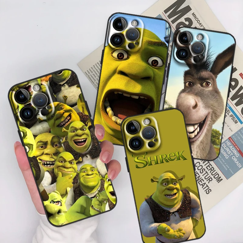 Cartoon Funny Shrek TPU Cover For Apple iPhone 15 14 13 12 11 XS XR X 8 7 Pro Max Plus Mini Black Phone Case