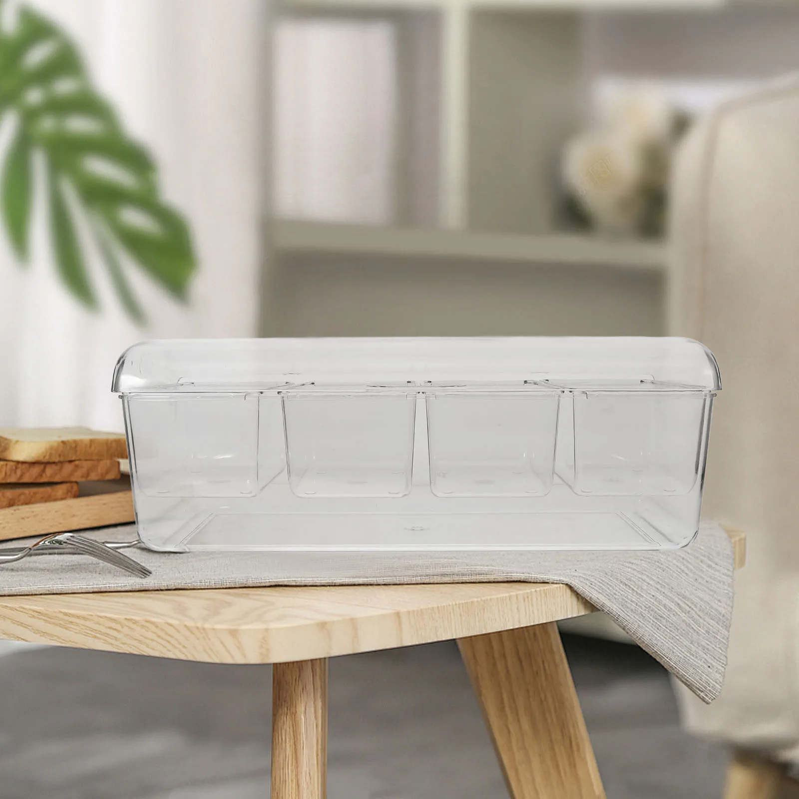 

1Set Salad Storage Container Transparent Compartment Chilled Box for Outdoor Parties Picnics Bbqs Food Storage Organizer Tray