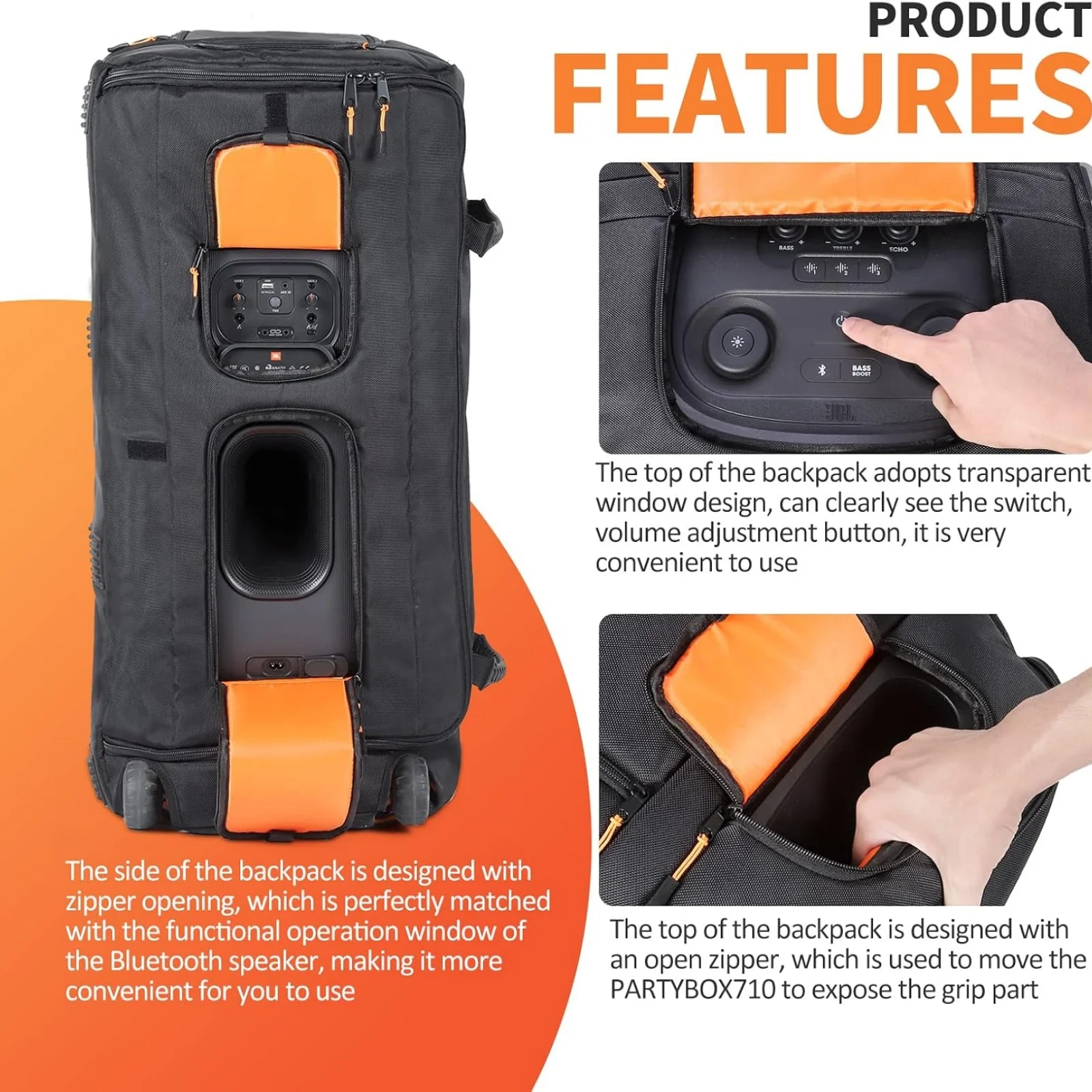 1pcs Portable Speaker Dust Cover with For JBL PARTYBOX 710 Speaker Storage Bag Party Speaker Carry Case Cover with 2 Handlebars view 5
