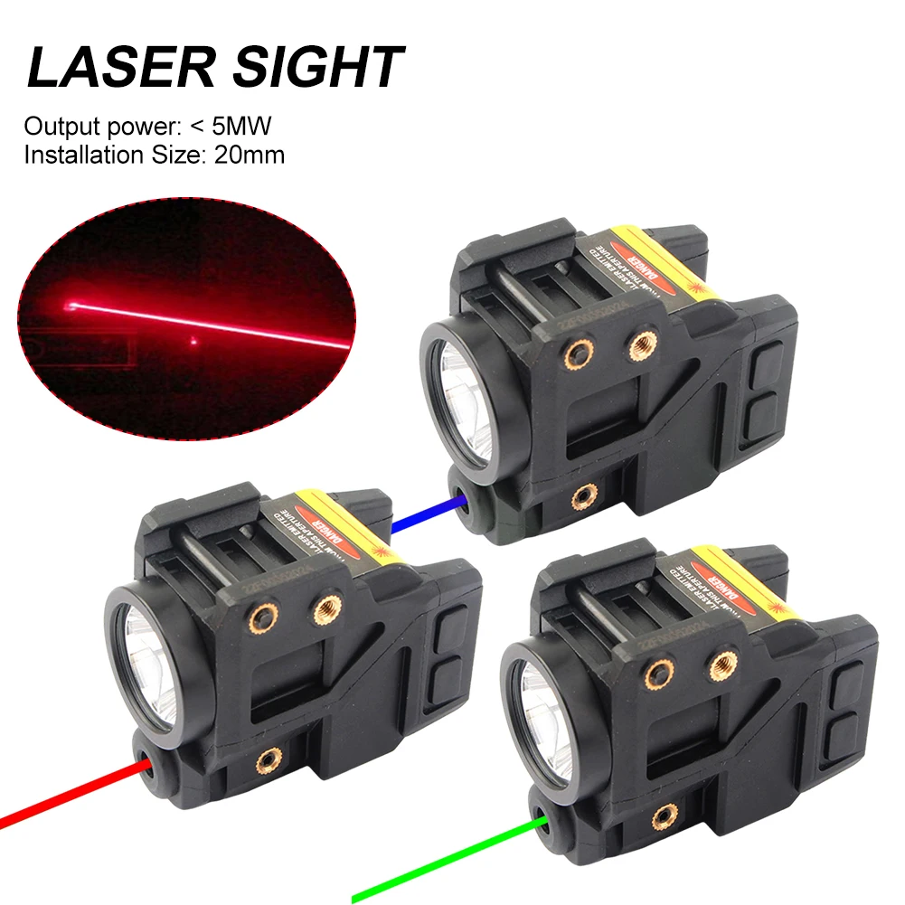 Red/Green/Blue Dot Laser Sight with LED Flashlight Dimmable for 20mm Picatinny Rail Ambidextrous On/Off Button Smart Sensor