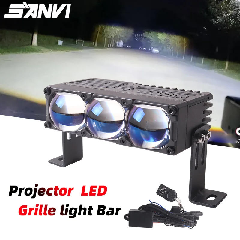 SANVI 4inch Three/Two Lens Car Grille Light  Motorcycle Auxiliary Driving Light, Truck Off-road Vehicle High Brightness Light