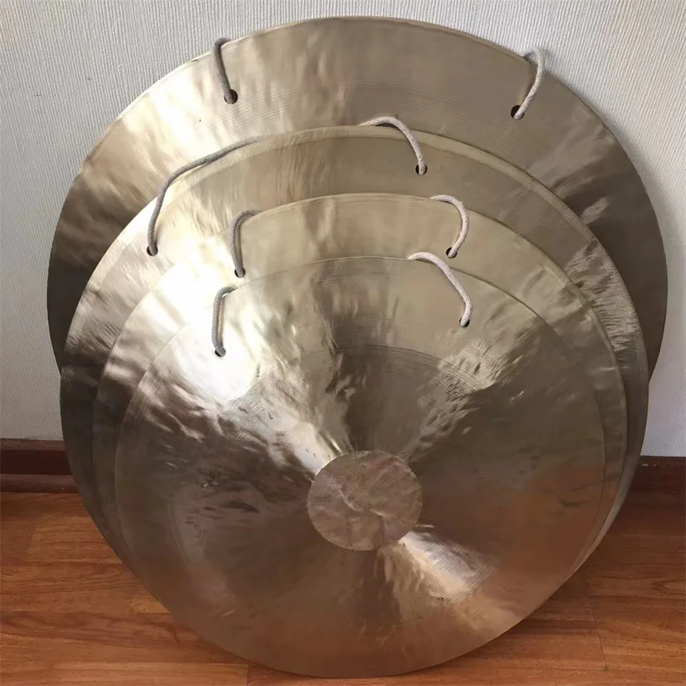 Sound Healing Gongs : 15CM-55CM Chinese Wind Gong with Beater Hand-Held Gong Percussion Instrument for Yoga and Meditation