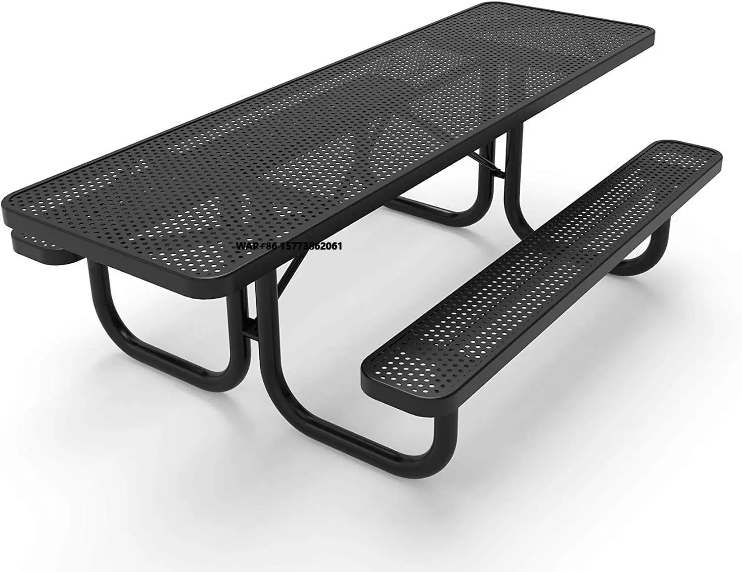 

Park Rectangle Perforated Steel Picnic 6 ft 8 ft Mental Camping Table Commercial Steel Outdoor Picnic Table
