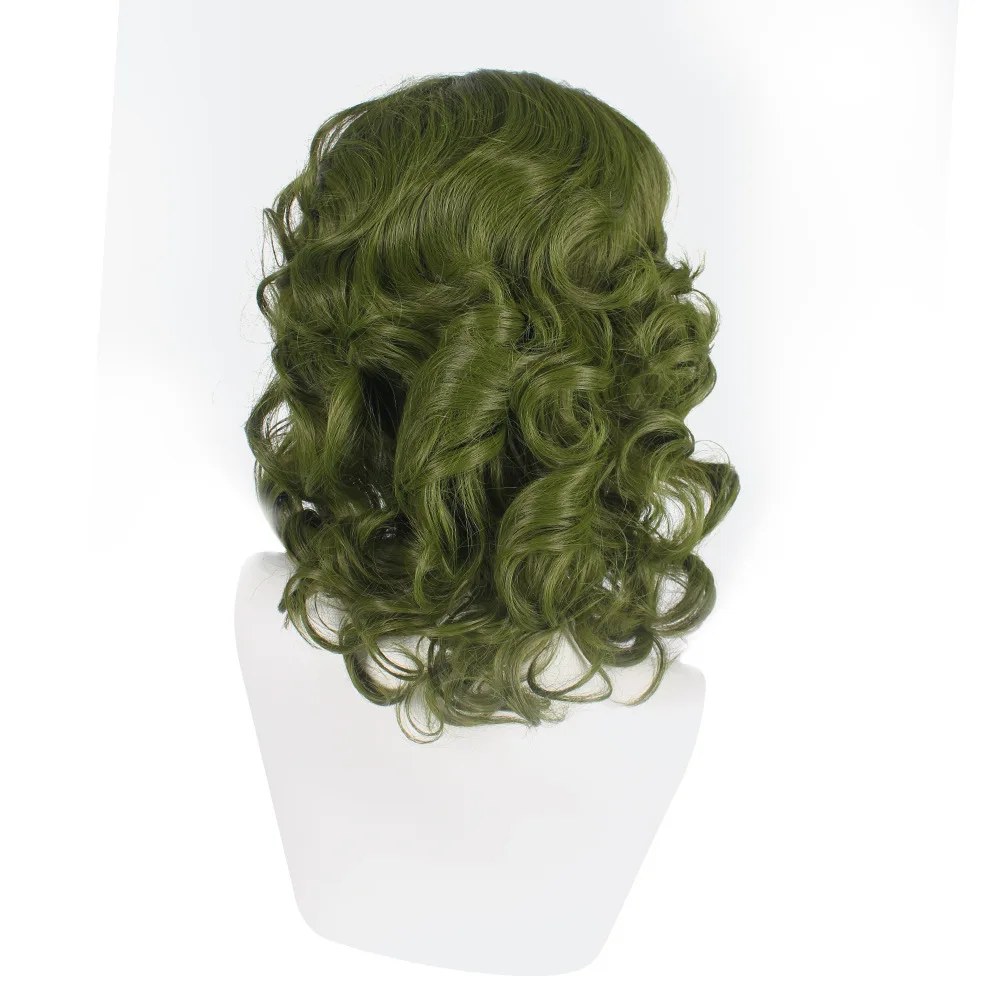 Halloween Headset Cosplay Joker Green Medium Length Curly Hair Wig