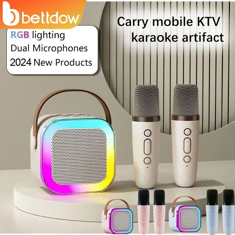 Bettdow K12 Alto-falante Bluetooth 2Mic Karaokê Alto-falante portátil sem fio bonito