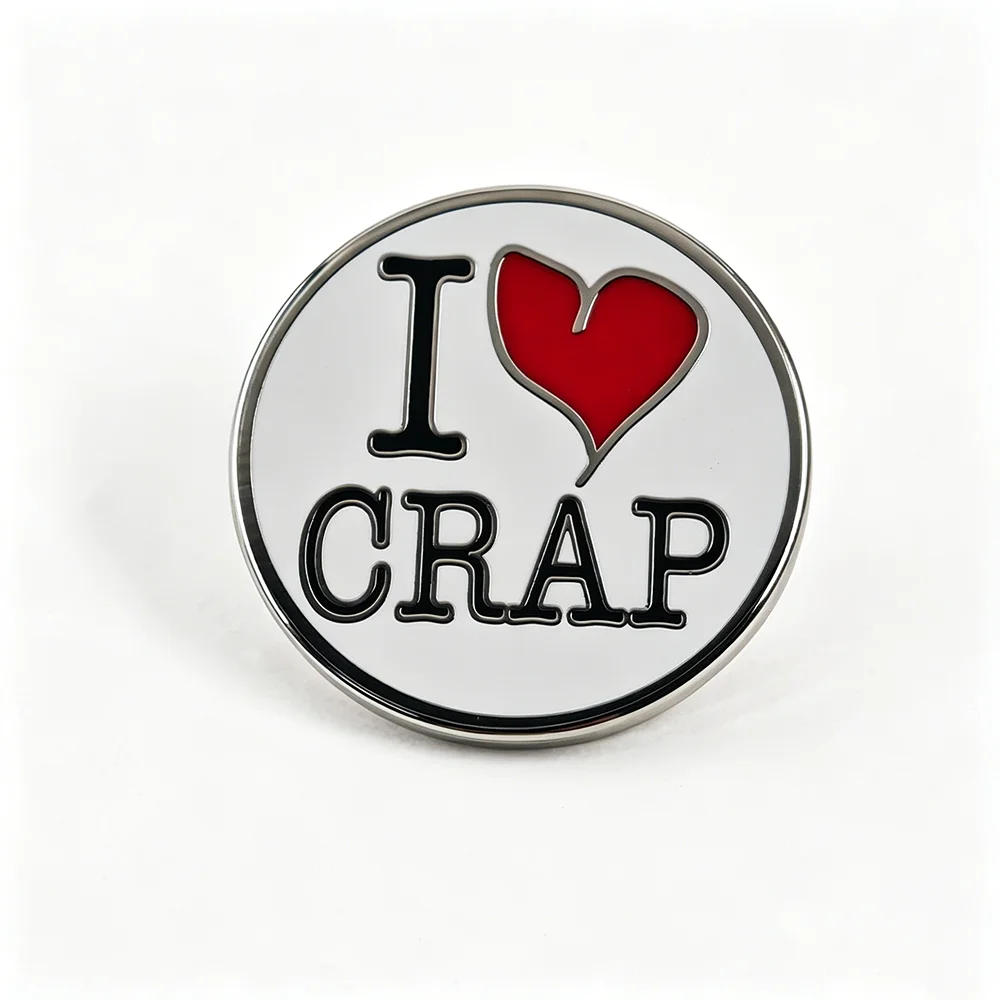 Runde „I Love Crap“ Lustiger Slogan Emaille-Pin Rotes Herz Meme Brosche Rucksack Kleidung Anstecknadel Neuartiger Schmuck Geschenk – Detail 5