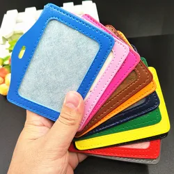 PU Leather Material Card Sleeve Sets Women ID Badge Case Clear Bank Credit Card Badge Holder Bags School Student Bus Card Cover