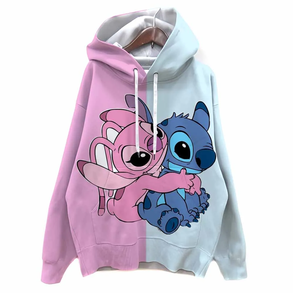 Sweat-shirt à manches longues pour femmes, imprimé Disney Stitch en 3D, Raglan décontracté, pull Y2k, hauts Harajuku, vêtements féminins