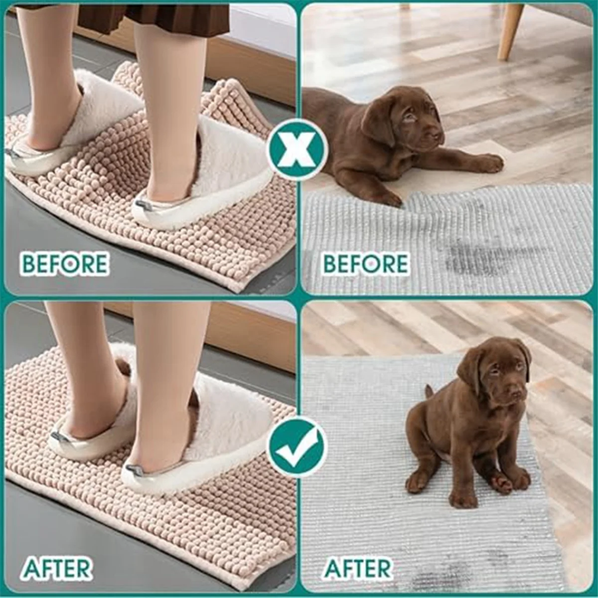 Double Sided Rug Pad for Hardwood Floors, Washable Carpet Tape for Area Rugs, Rug Anti-Slip Grips - view 4