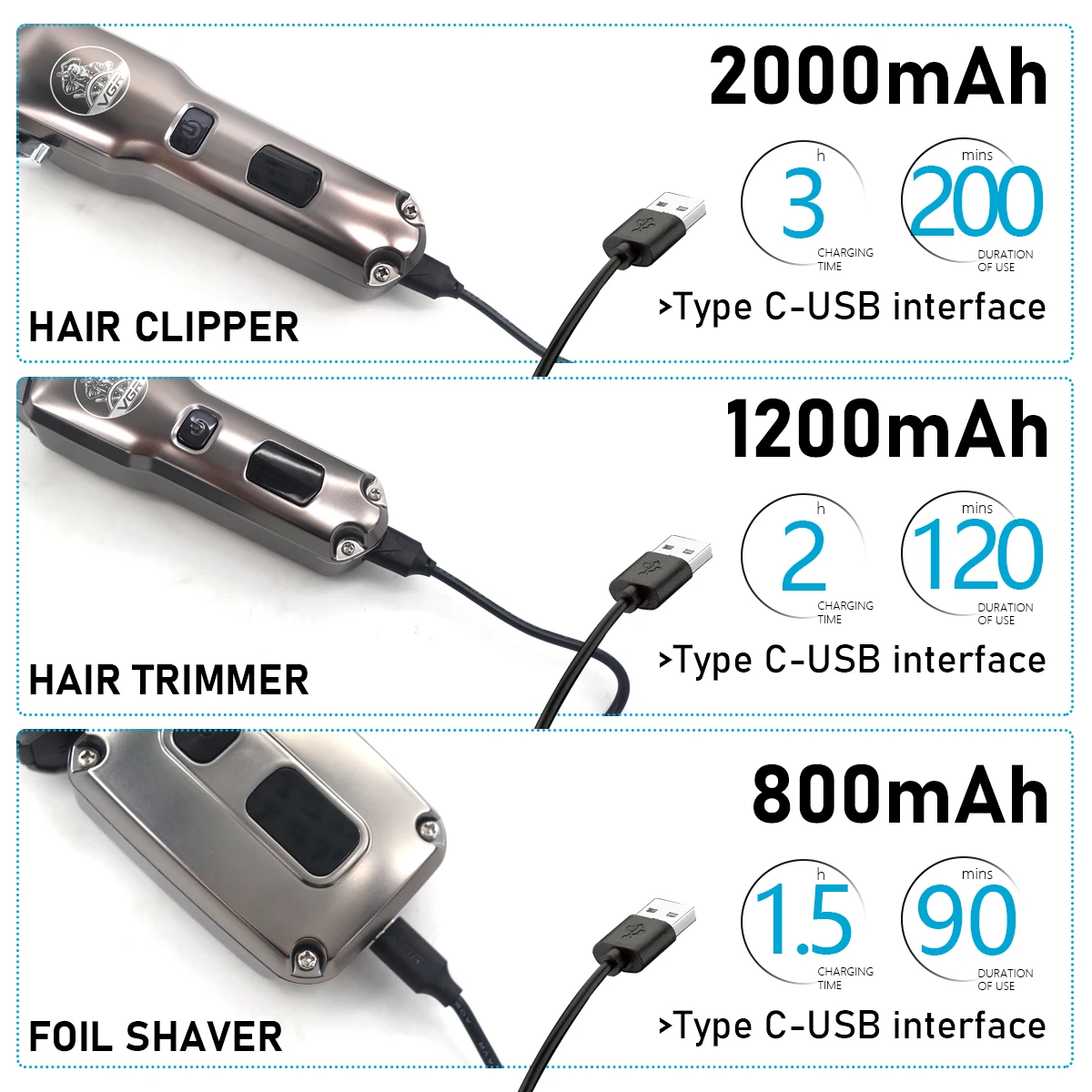 VGR V-675 S3 Профессиональная машинка для стрижки волос для мужчин 8000 об/мин IPX6 Водонепроницаемый ЖК-дисплей Малошумная машинка для стрижки волос Триммер