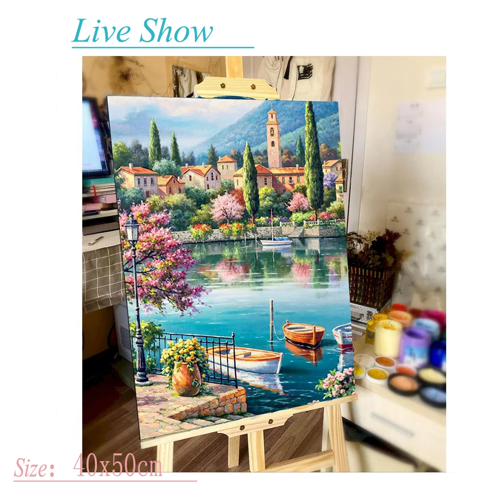 PhotoCustom Paint By Numbers Pictures For Adults On Canvas City Landscpae Coloring Drawing Oil Paintings By Number Home Decor