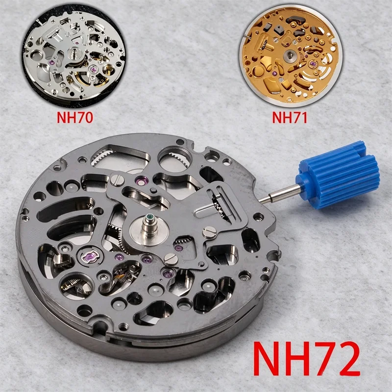 NH70 NH71 NH72 Movement Skeleton Automatic Set Silver Gold Black Bridges 27.4mm No-Date Movements for Watch Mods Watch Mechanis
