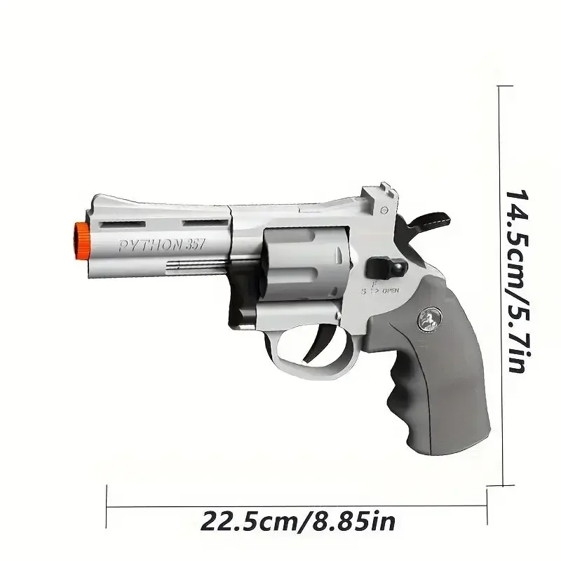 Revolver Toy Gun, Manual Firing, Soft Bullet, Shell Throwing Soft Bullet Gun Toy, Long Revolver Toy Gun (Containing 6 Bullets An