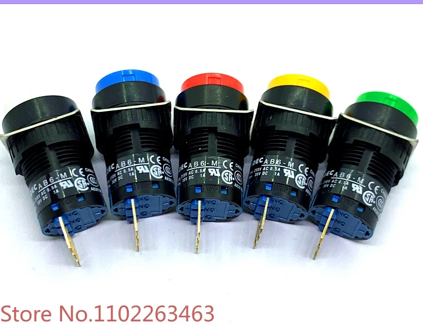 10 pieces AB6-M AB6M-M1GC M1RC M1YC W B S self-reset round button switch 3 pin